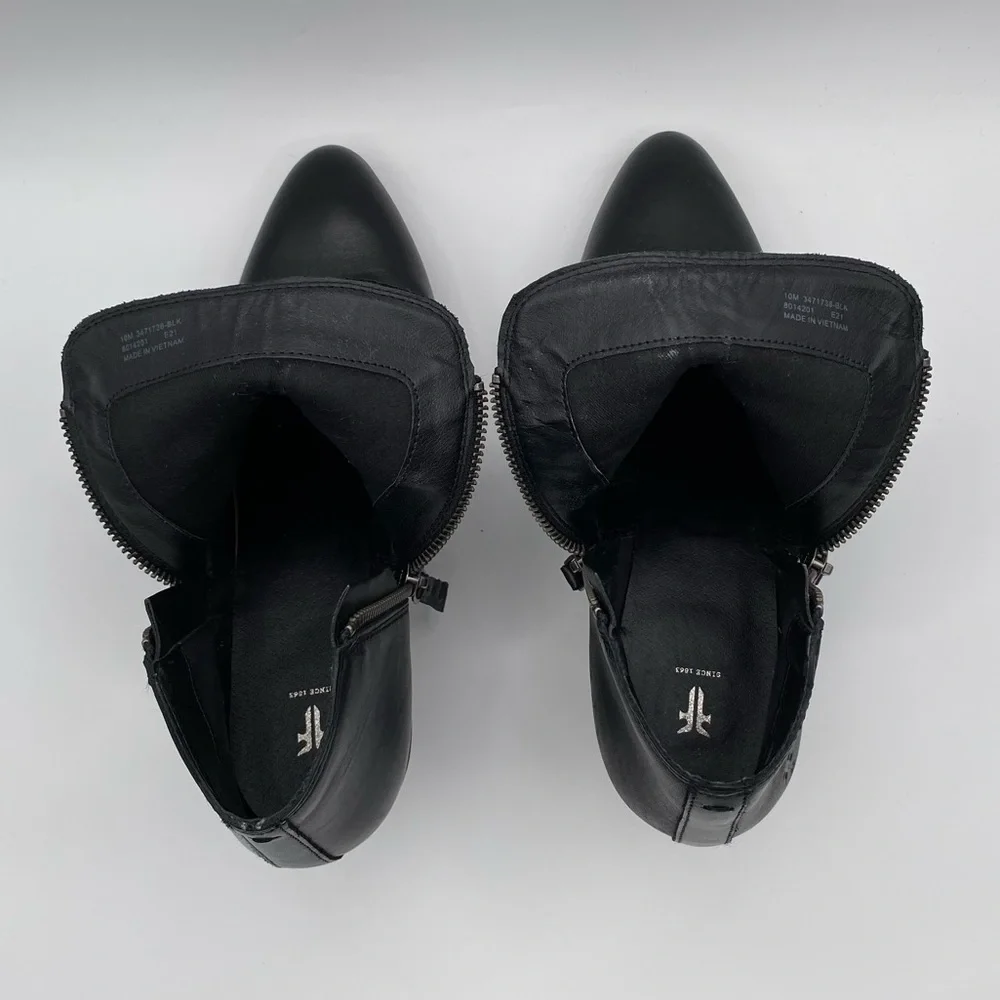 Frye Judith Leather Double Zip Up Ankle Women's Black Booties  -  Size: 10M - Picture 11 of 15